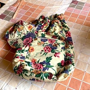 Floral Drawstring Backpack with matching baseball cap